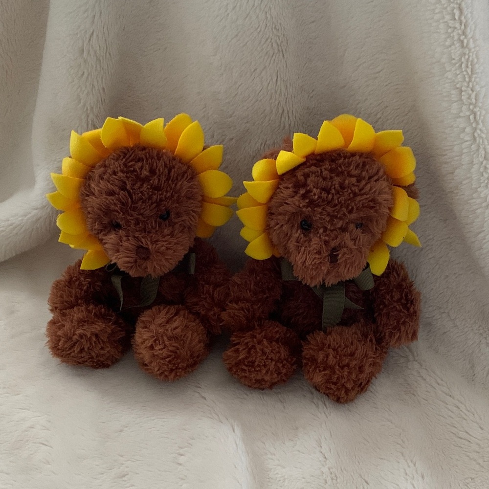 Bundle Sunflower Teddy Bear Duo - Brown and Yellow